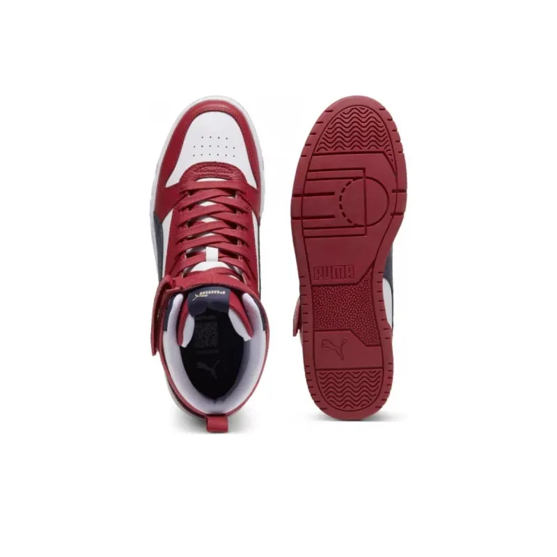 PUMA RBD Game Anti Slip Wear Resistant High Top Skateboard Shoes Men's White Red-3