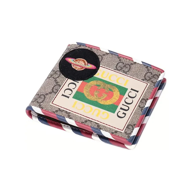 GUCCI Canvas With Leather Wallet Men's Ebony/Multicolor-2