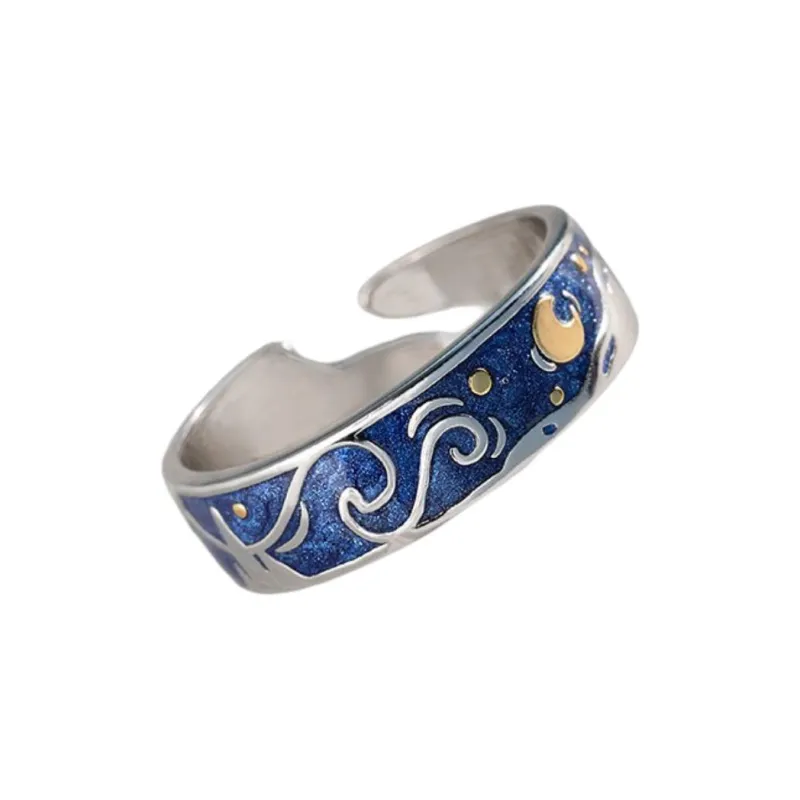 HUAYA S925 Silver Rings Unisex Blue-3