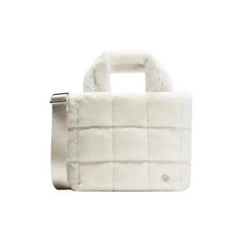 Lululemon Quilted Polyester Shoulder Bag Crossbody Bag Handbag Mini Women's White