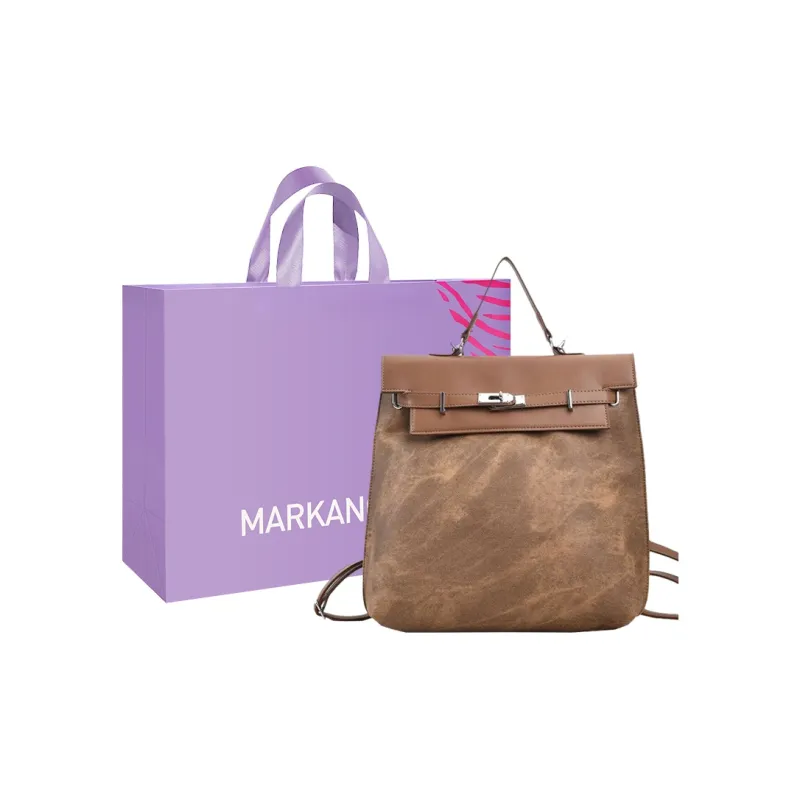 MARKANGARO PU Kelly Bag Handbag Backpack Large Size Women's Coffee/Blue/Mud-16