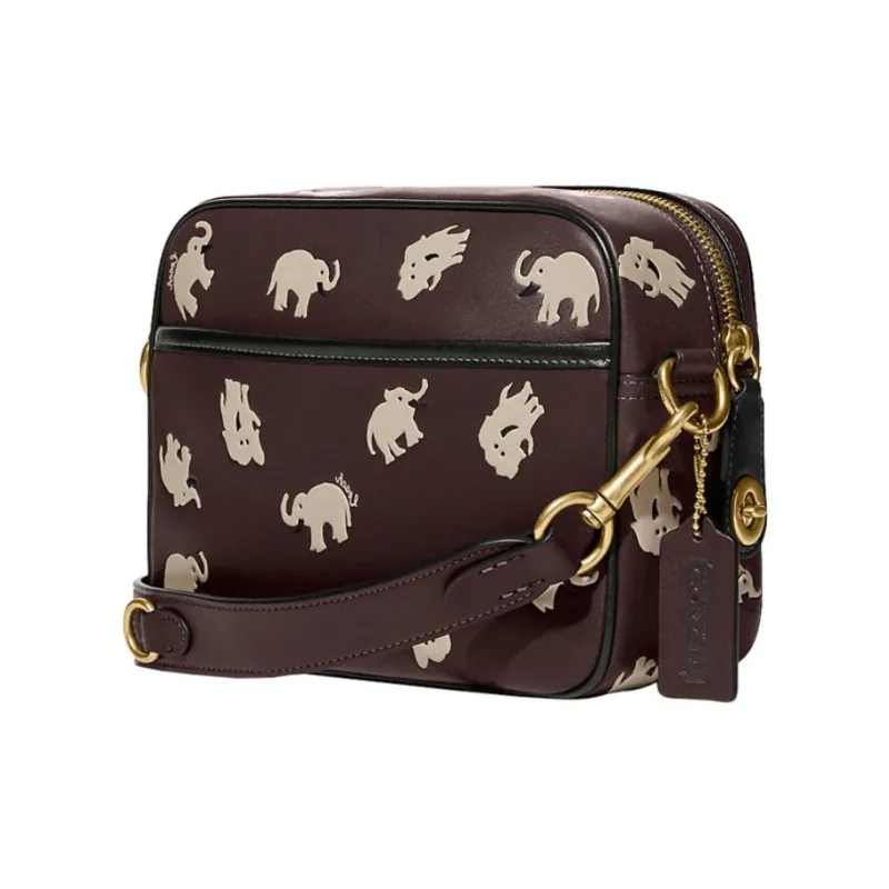 COACH Flight Fabric With Leather Shoulder Bag Crossbody Bag Small Size Men's Dark Brown-1