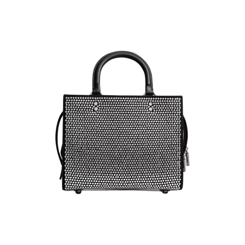 COACH Rogue Suede Tote Bag, Shopping Bag, Crossbody Bag, One Shoulder Handbag Medium Size Women's Black-4