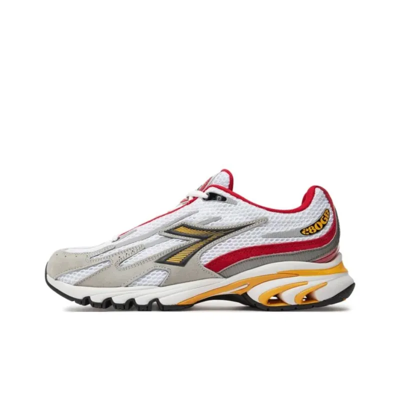 Diadora Anti Slip Wear Resistant Low Top Running Shoes Men's White Gray-1