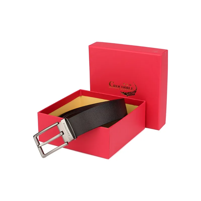 Crocodile Cow Split Leather Leather Belts Men's 3.4CM-2