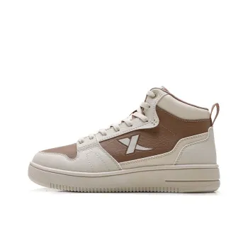 XTEP Wear Resistant Slip Resistant Water Resistant High Top Skateboard Shoes Women's White Sand Gray Cold Tea Brown