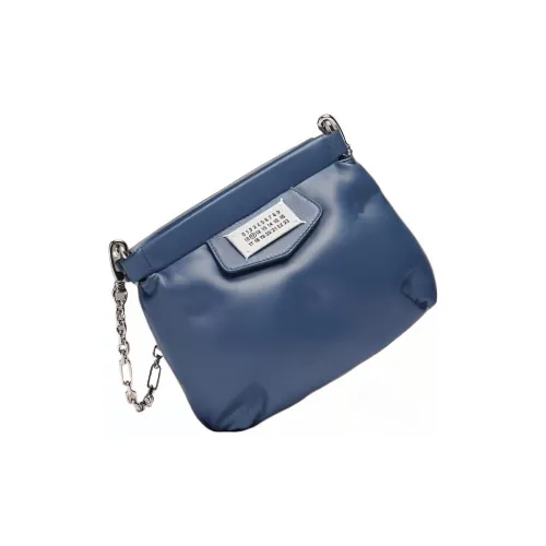 Maison Margiela Glam Slam Leather One Shoulder Crossbody Clutches Women's Blue