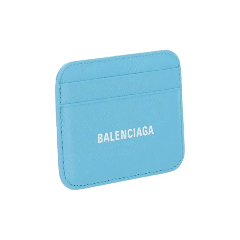 Balenciaga Cow Leather Card Holder Wallet Women's Blue-1