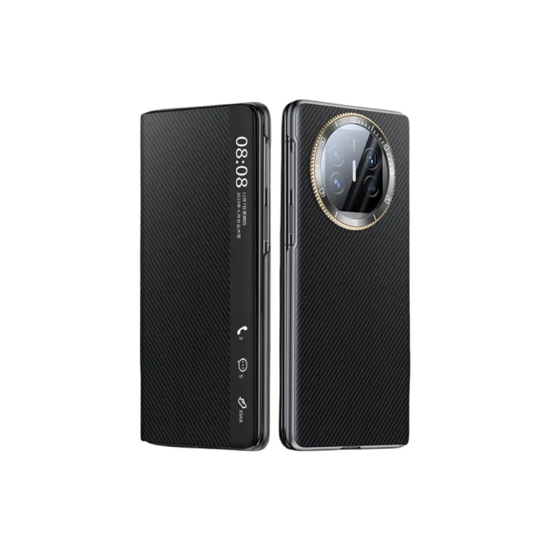 Mivana Carbon Fiber Material Magnetic Flap Phone Cases For Huawei MateX5 Business Formal-0