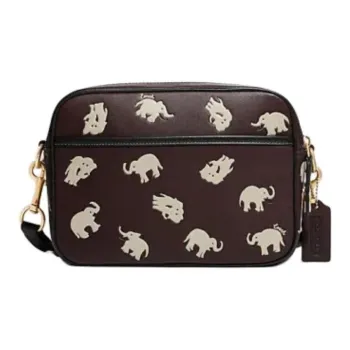 COACH Flight Fabric With Leather Shoulder Bag Crossbody Bag Small Size Men's Dark Brown