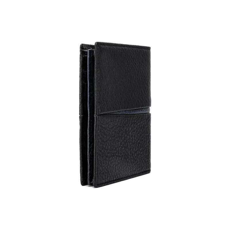 FAIRWHALE Top Grain Cow Leather Wallet Card Holder Coin Purse Money Clip Regular Men's Black-6