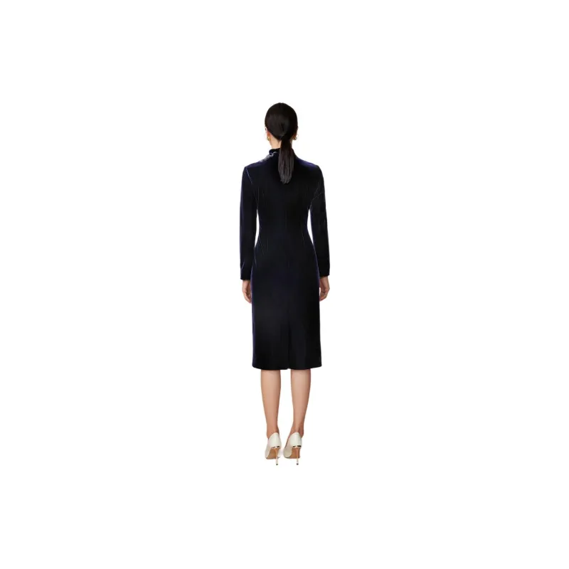 BBLLUUEE Long Sleeved Dress Women's Ink Blue-0