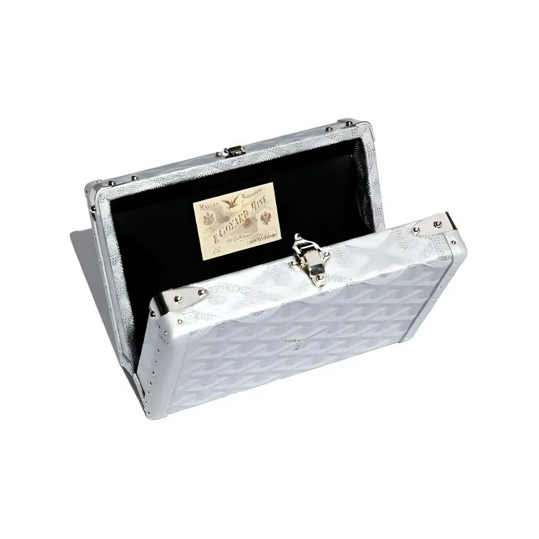 GOYARD Minaudière Trunk Canvas With Leather Clutch Unisex Silver-2