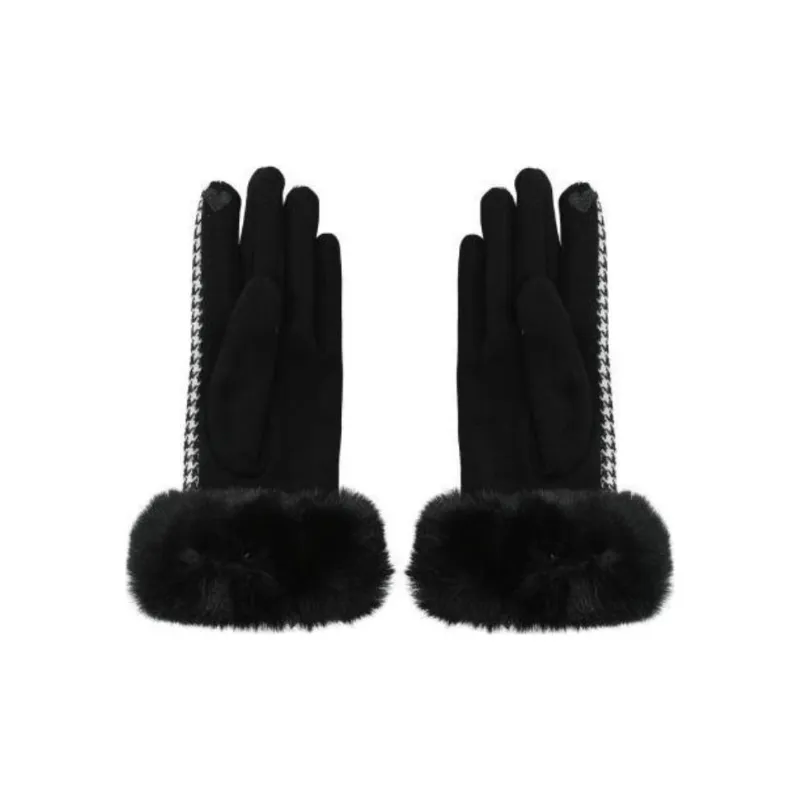 LIU·JO UOMO Fur Gloves Women's Black/White-1