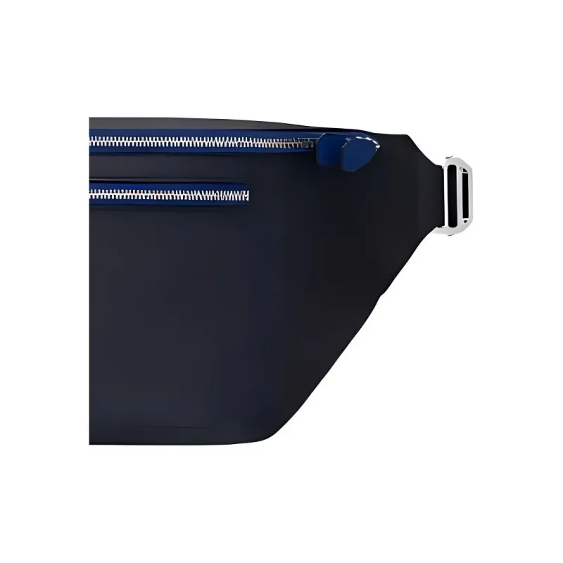 HERMES Cityslide Cristobal Bullock Leather With Leather And Canvas Fanny Pack Large Size Men's Dark Blue-2