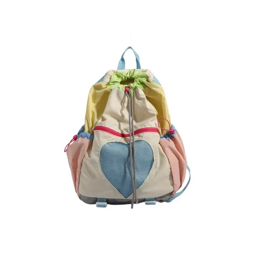 NOMK Nylon Portable Backpack Unisex Yellow/Green/Pink