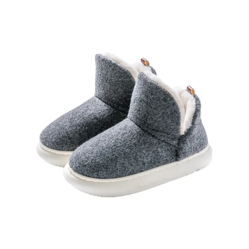 Foot Recreation Winter Thickened And Fleece Lined Plush Warm Slip Resistant Home High Cushion Cotton Slippers Unisex-10