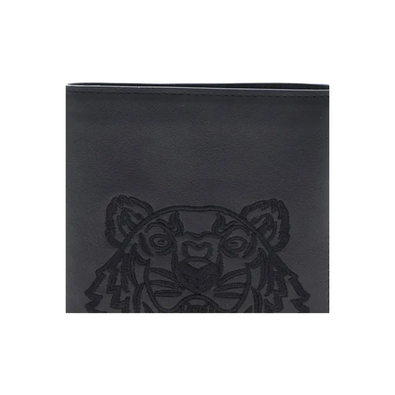 KENZO Cow Leather Card Holder Wallet Men's Black-3