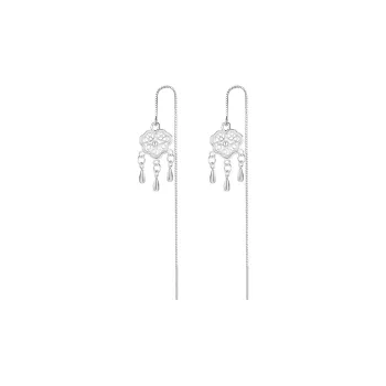 LIANDUO S999 Fine Silver Drop Earrings Women's Silver