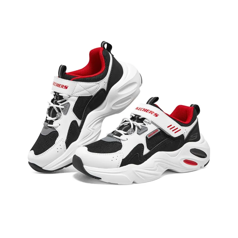Skechers BOYS Slip Resistant Anti Kick Low Top Kids Lifestyle Shoes White Charcoal Gray Teenagers-2