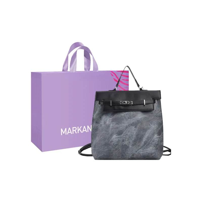 MARKANGARO PU Kelly Bag Handbag Backpack Large Size Women's Coffee/Blue/Mud-10