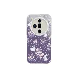 Silver-Floral Rabbit L Dark Purple