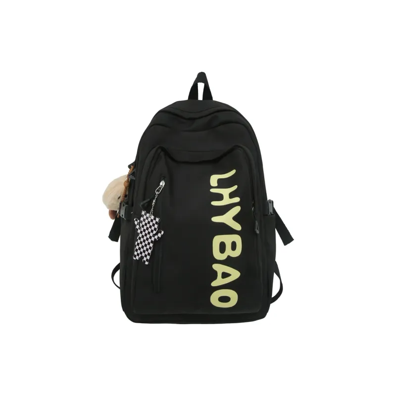 KAMLUI Nylon Fabric Backpack Regular Unisex Black/White/Yellow/Green-12