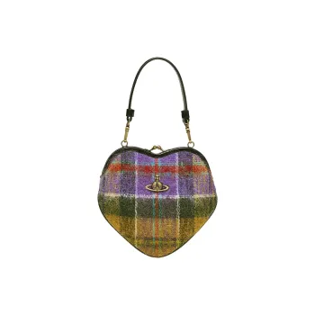 Vivienne Westwood Wool Heart Shaped Bag, One Shoulder Handbag Women's Purple & Multicolor