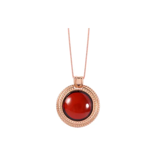 S&A S925 Silver With Amber Beeswax Inlay Necklaces Women's