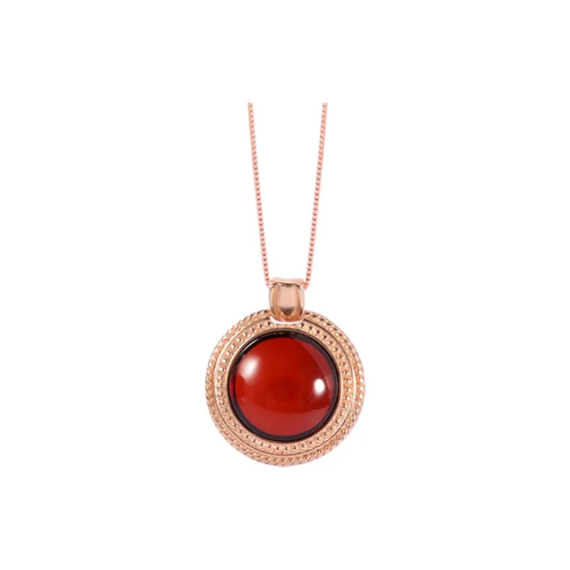 S&A S925 Silver With Amber Beeswax Inlay Necklaces Women's-0