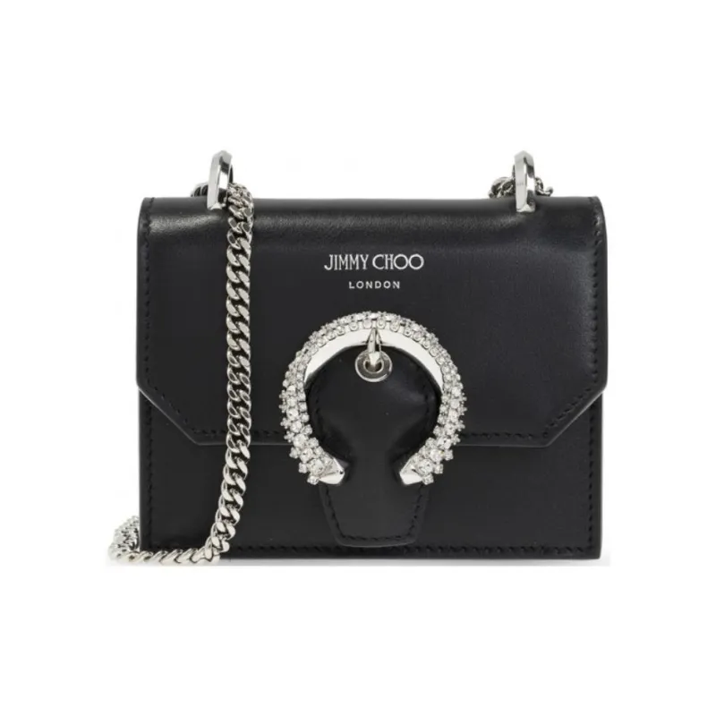 Jimmy Choo Calfskin Shoulder Bag, Crossbody Bag Women's Black-1
