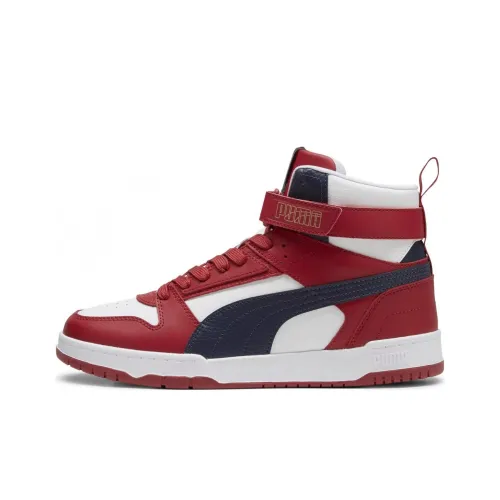 PUMA RBD Game Anti Slip Wear Resistant High Top Skateboard Shoes Men's White Red