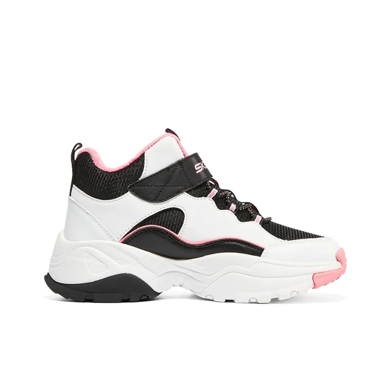 Skechers Slip Resistant Anti Kick Abrasion Resistant Low Top Kids Lifestyle Shoes Black/Pink Teenagers-1