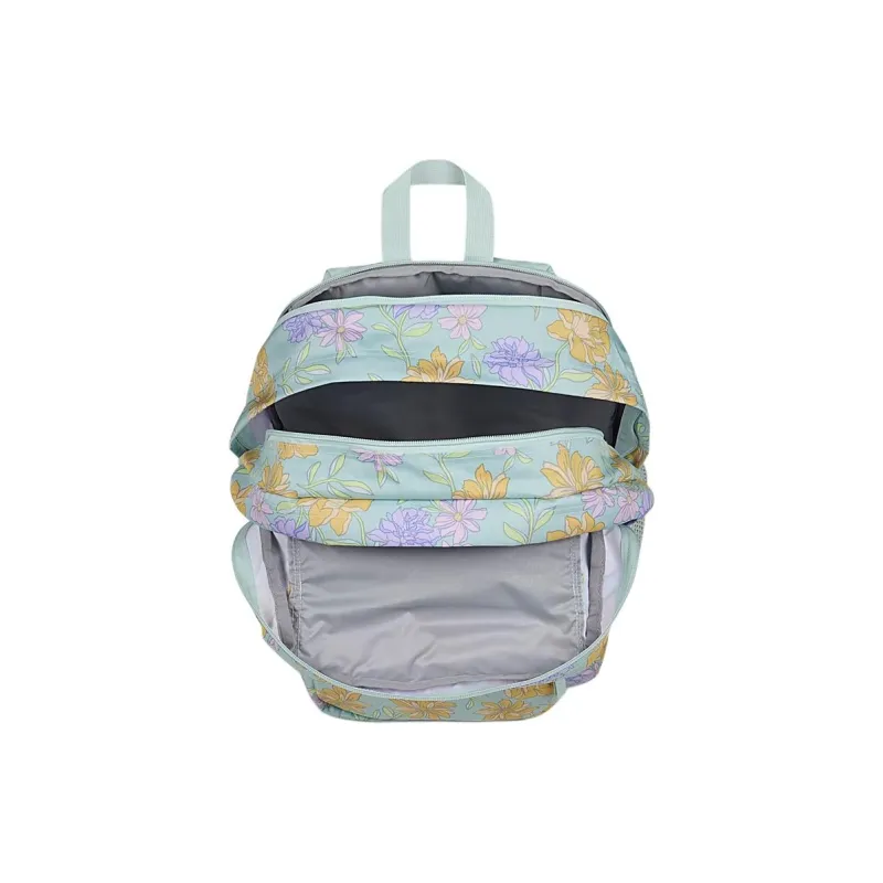 JanSport Recycled Polyester Backpack Unisex Pale Floral Fresh Mint Green-6