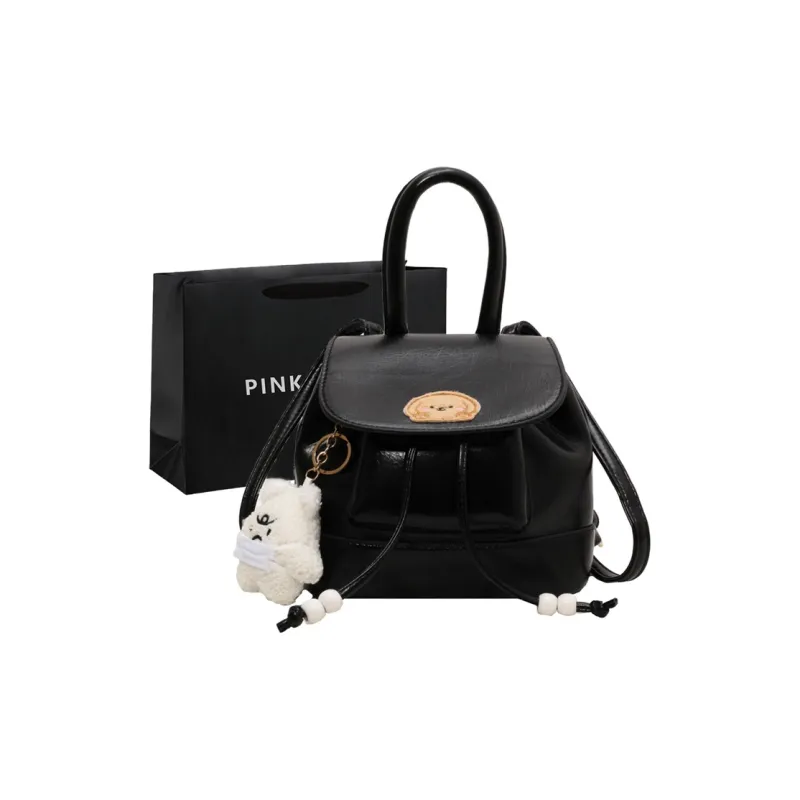 PINK·LAND PU Backpack Women's Black/Brown-0