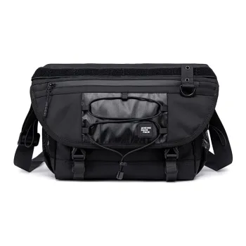 LVEYING Fabric With Nylon Messenger Bag, Shoulder Bag, Crossbody Bag Men's Black