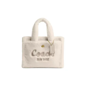 COACH Cargo Shearling Tote Bag Shopping Bag Crossbody One Shoulder Handbags Medium Size Women's White