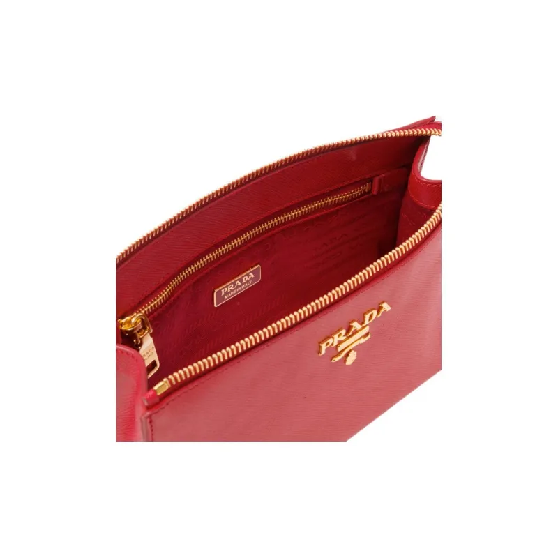 PRADA Cow Leather Clutch Women's Red-3