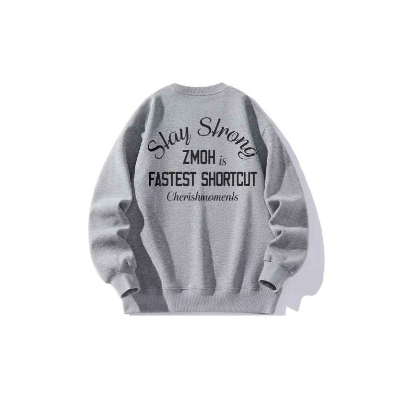 ZMOH Fleece Lined Crew Neck Sweatshirt Unisex Couple's-15