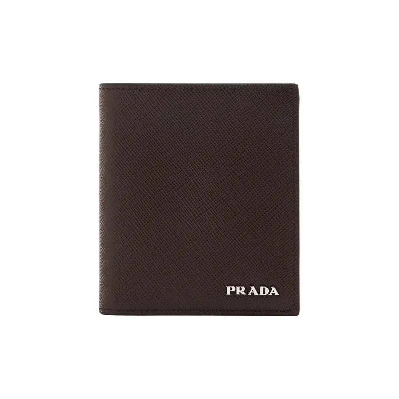 PRADA Leather Wallet Men's Brown-0