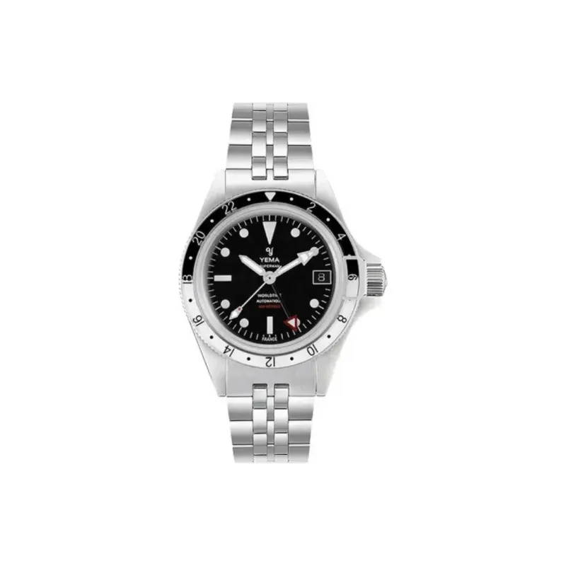 YEMA Wrist Watch Automatic Mechanical Movement Steel Strap 39mm Black Dial Men's Watches-0