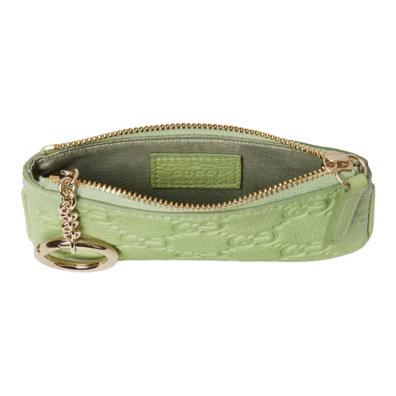 GUCCI Leather Key Pouch Regular Women's Light Green-4