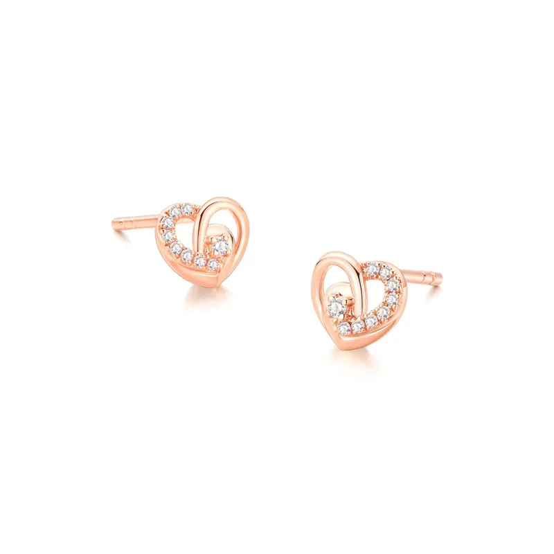 HEZUAN 18K Gold Stud Earrings Women's-1