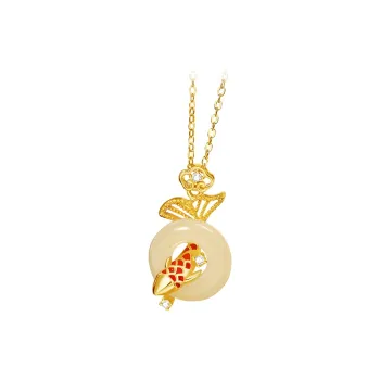 OWNCOOL Necklaces Pale Greenish White Jade Women's
