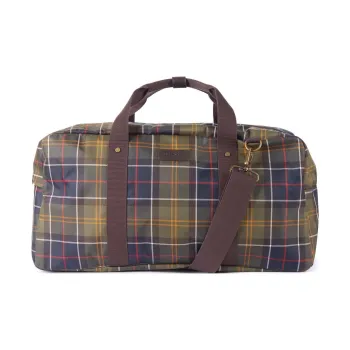 BARBOUR Polyester One Shoulder Crossbody Handbag, Travel Bag Men's Brown Plaid