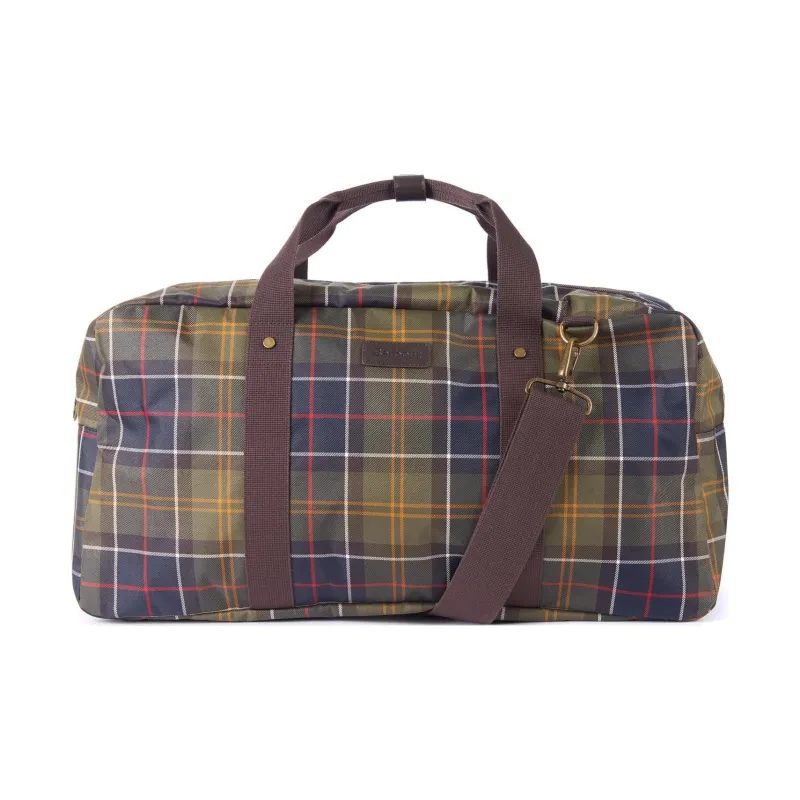 BARBOUR Polyester One Shoulder Crossbody Handbag, Travel Bag Men's Plaid Brown-0