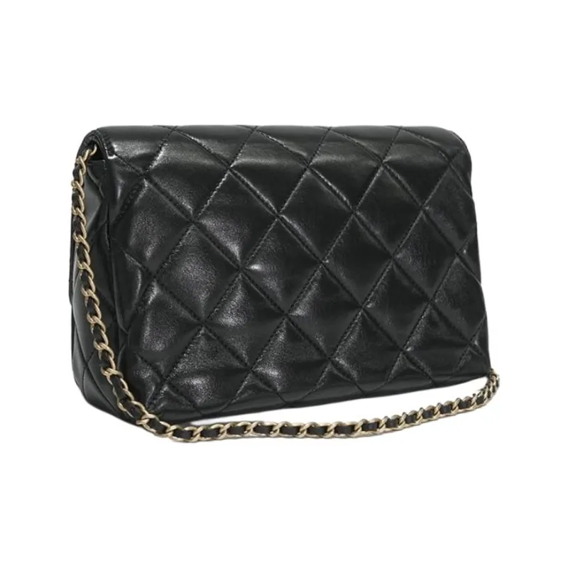 CHANEL Classic Flap CF Shiny Lambskin Shoulder Bag Crossbody Bag Mini Women's Black-5