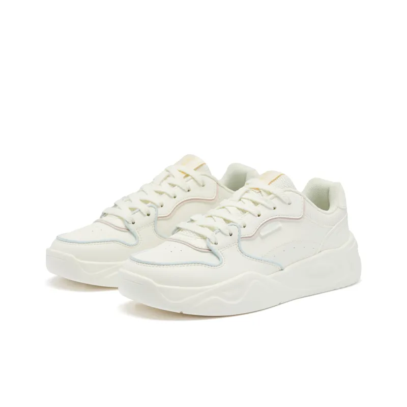 QIAODAN Skateboard Shoes Women's Low Top Soft Blue/Ivory-2