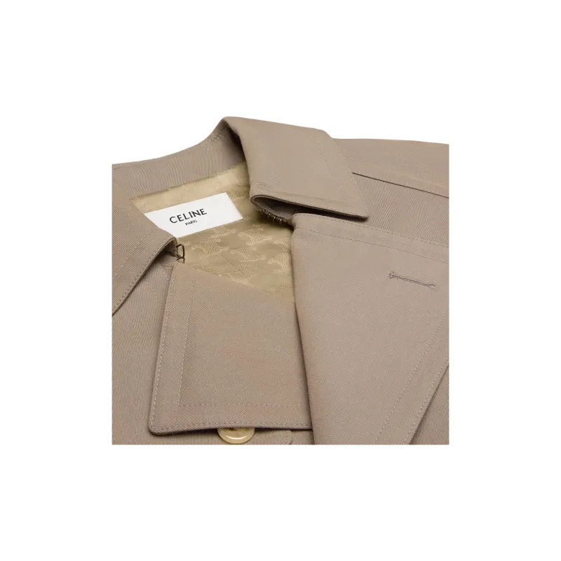 CELINE Trench Coat In Wool Gabardine And Cotton-4