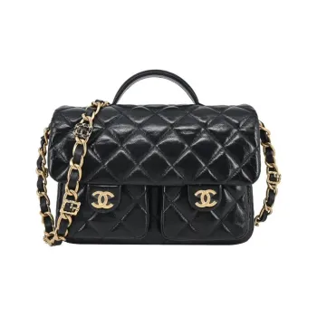 CHANEL Sheepskin Crossbody One Shoulder Handbag Women's Black